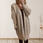 Cable-Knit Open Front Dropped Shoulder Cardigan | Cardigans Cardigan from PHUNKYN