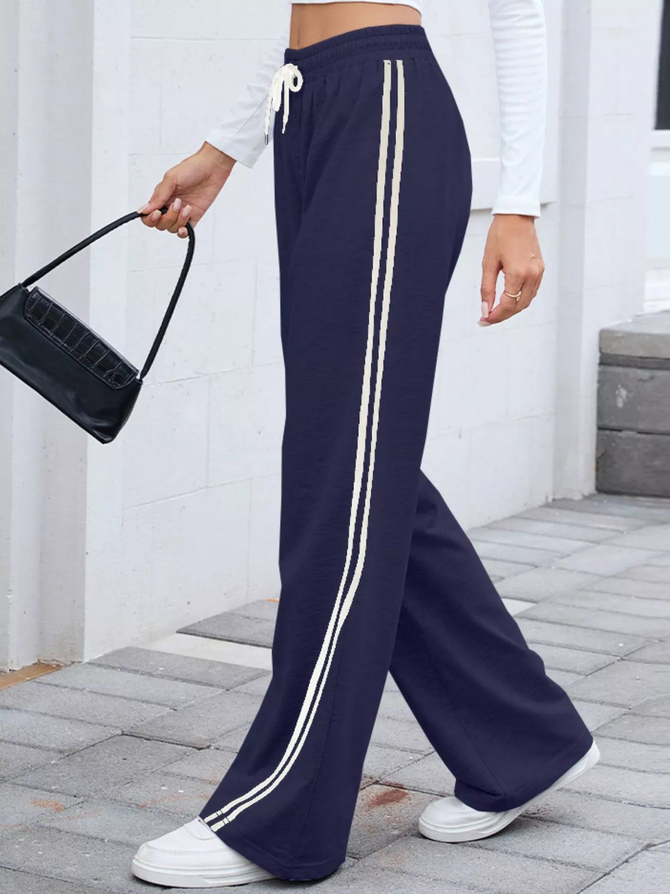 Side Striped Wide Leg Pants | Trousers Wide Leg Pants from PHUNKYN
