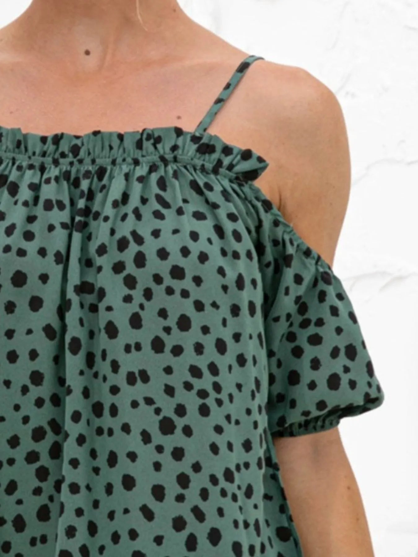 Puff Sleeve Polka Dot Ruffle Tank Top | Tank Tops Tank Top from PHUNKYN