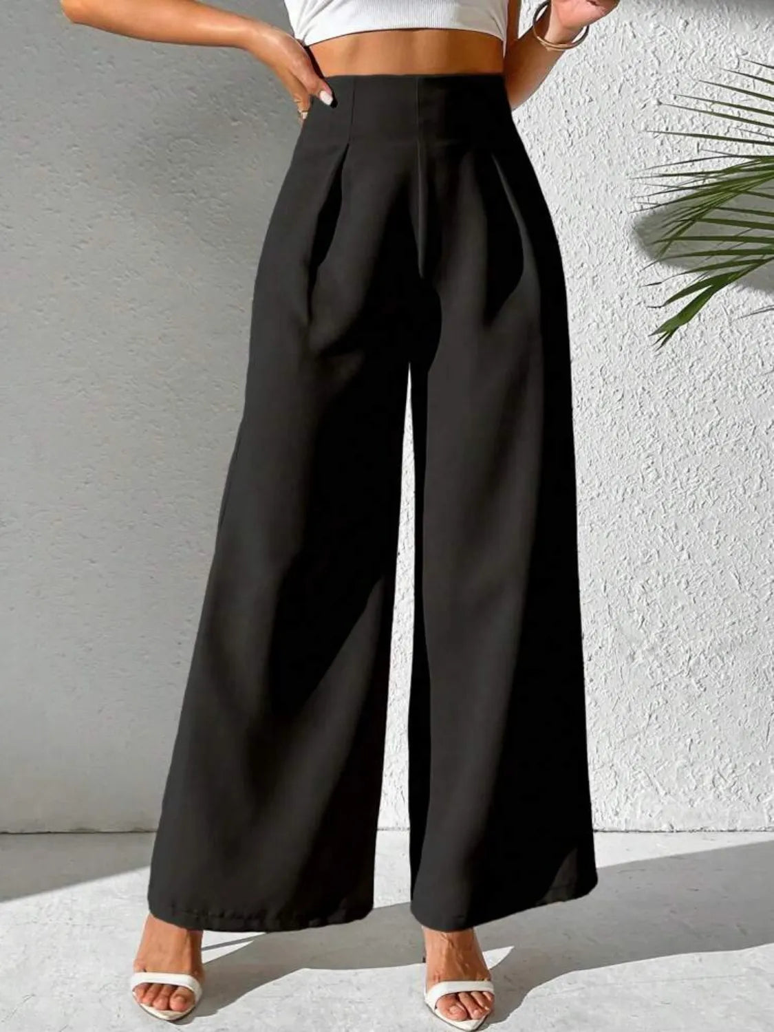 Wide Leg High Waist Pants | Trousers Women's Trousers from PHUNKYN