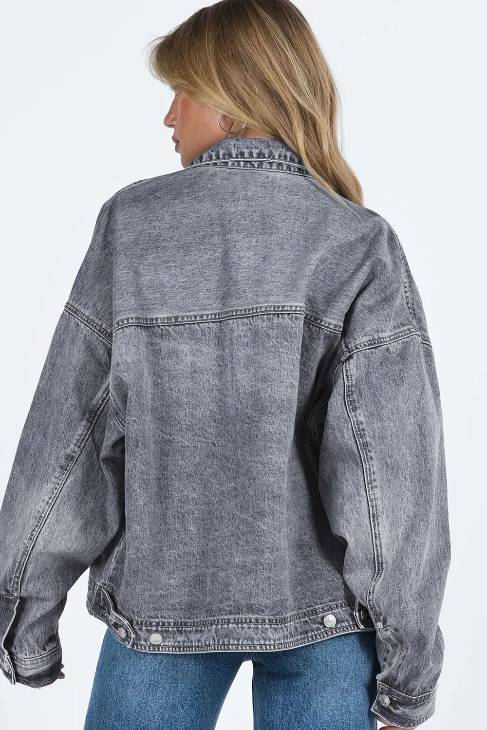 Collared Neck Button Up Denim Jacket | Jacket from PHUNKYN