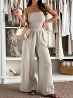 Smocked Tube Wide-Leg Jumpsuit | One-Pieces Jumpsuit from PHUNKYN