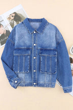 Collared Neck Button Up Denim Jacket | Jacket from PHUNKYN