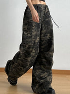 Drawstring Camouflage Cargo Wide Leg Jeans | Cargo Pants Cargo Jeans from PHUNKYN