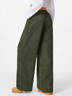 Wide Leg Corduroy Drawstring Pants | Trousers Wide Leg Pants from PHUNKYN