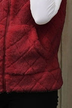 Fuzzy Plaid Texture Zip Up Vest Coat | Vest from PHUNKYN