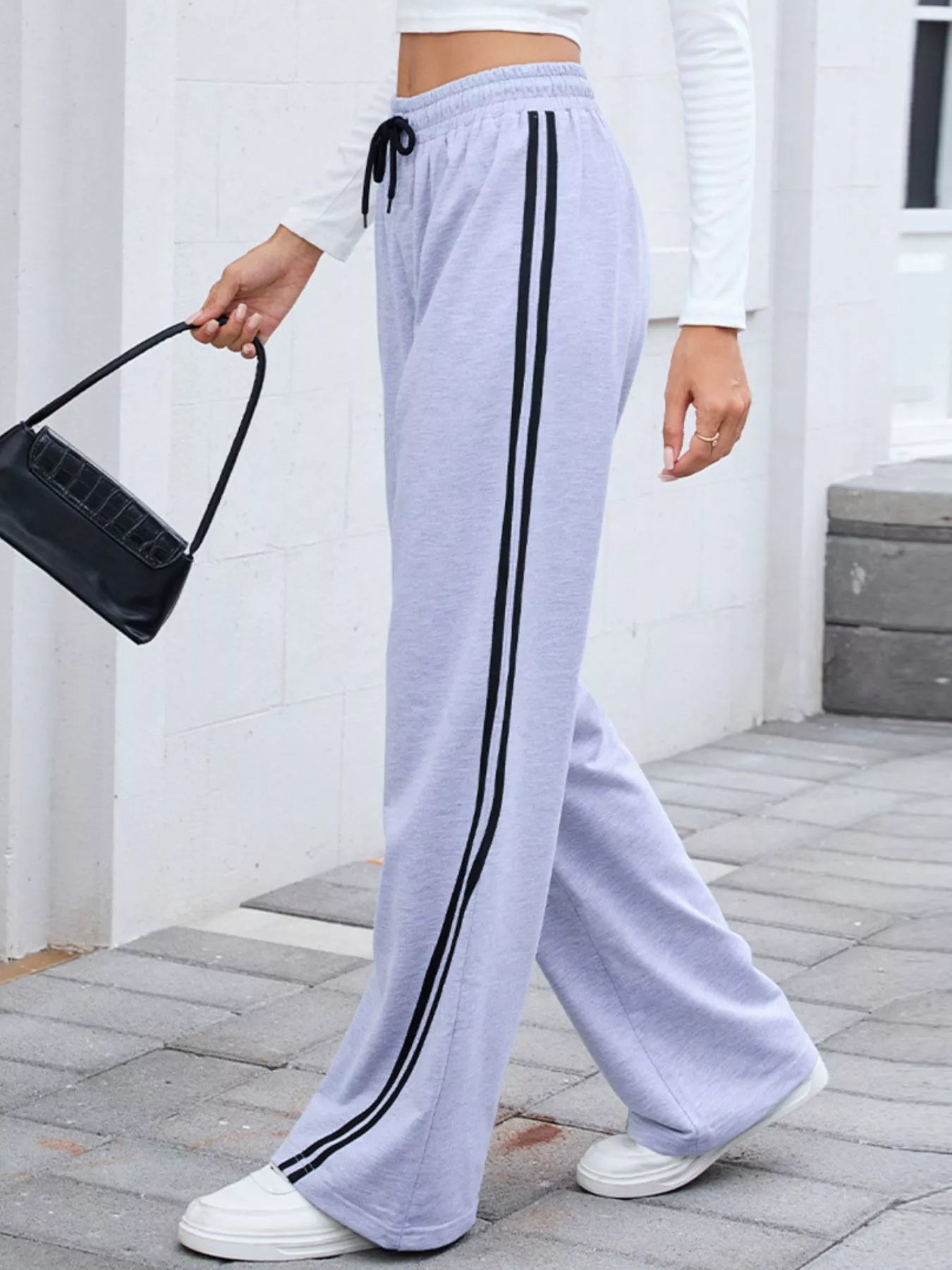 Side Striped Wide Leg Pants | Trousers Wide Leg Pants from PHUNKYN