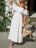 Ruched Off Shoulder Short Sleeve Midi Dress | Dresses Dress from PHUNKYN