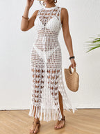 Backless Fringe Hem Round Neck Cover-Up Dress | Cover Ups Cover up from PHUNKYN