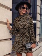 Printed Tie Waist Long Sleeve Dress | Dresses Long Sleeve Dress from PHUNKYN