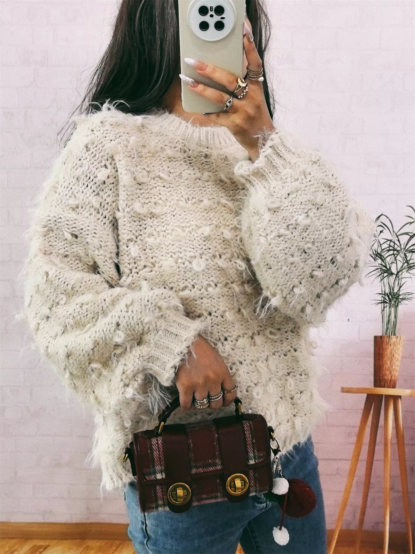 Chunky Round Neck Long Sleeve Sweater | Sweaters Sweater from PHUNKYN