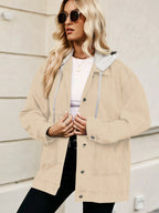 Oversized Button Up Denim Jacket with Hood | Jackets Jacket from PHUNKYN