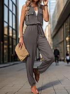 Drawstring Waist Sleeveless Jumpsuit One-Pieces Jumpsuit PHUNKYN