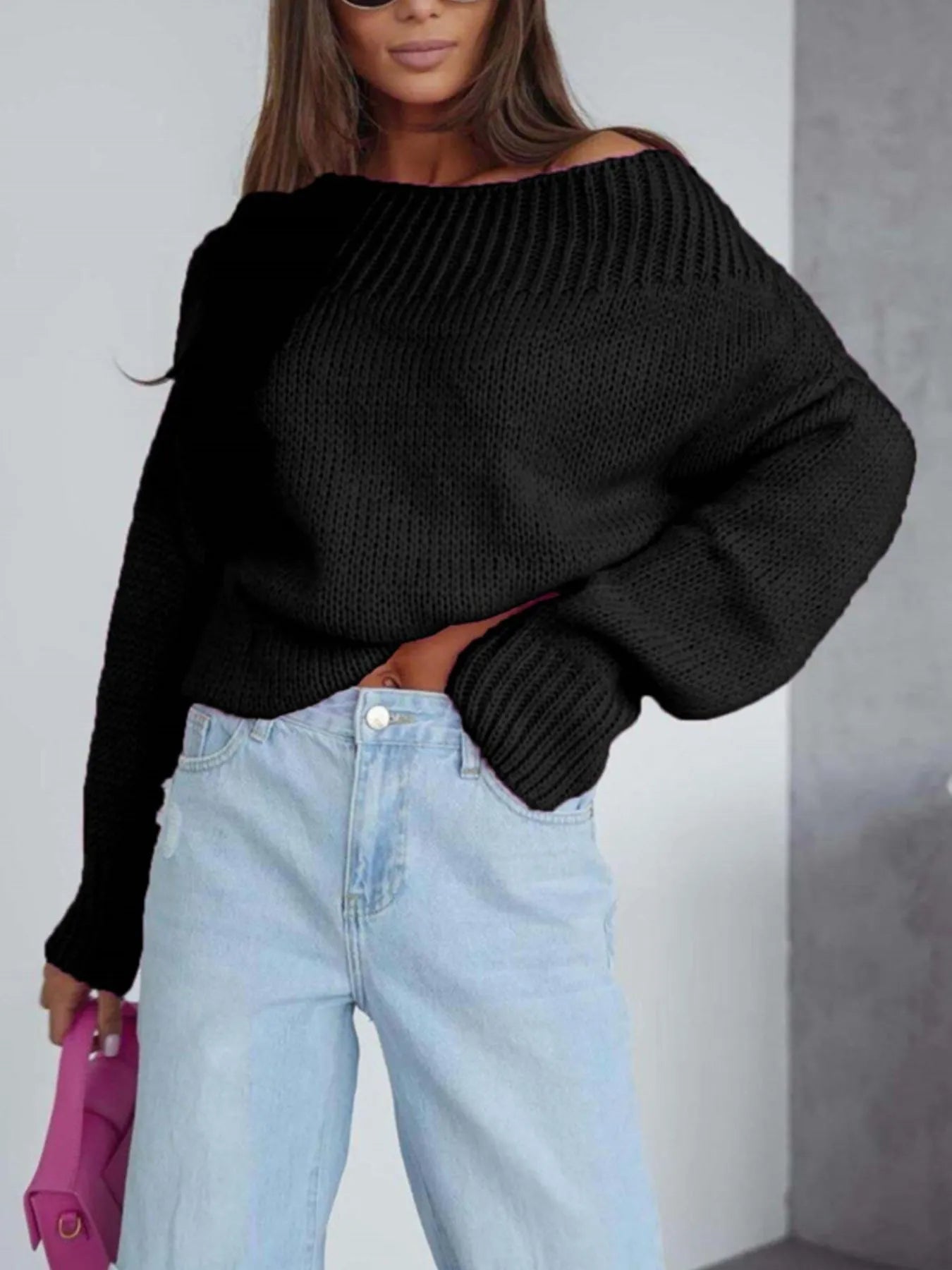 Boat Neck Drop Shoulder Sweater | Sweaters Sweater from PHUNKYN