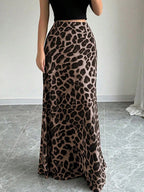 Leopard Print High-Waisted Maxi Skirt | Skirts Maxi Skirt from PHUNKYN