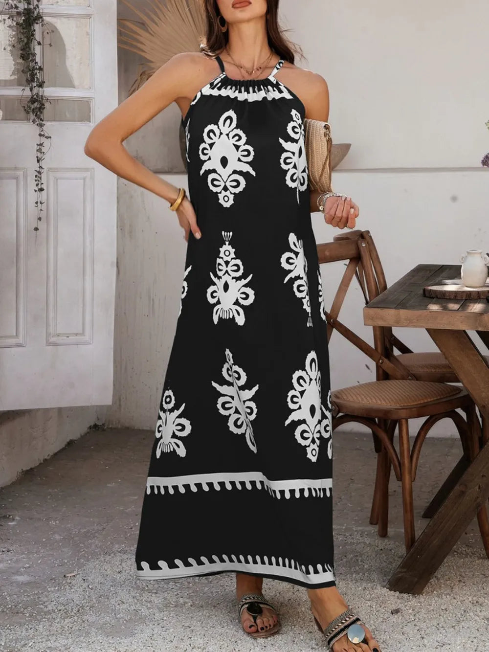 Devine Grecian Neck Printed Maxi Dress | Dresses Maxi Dress from PHUNKYN