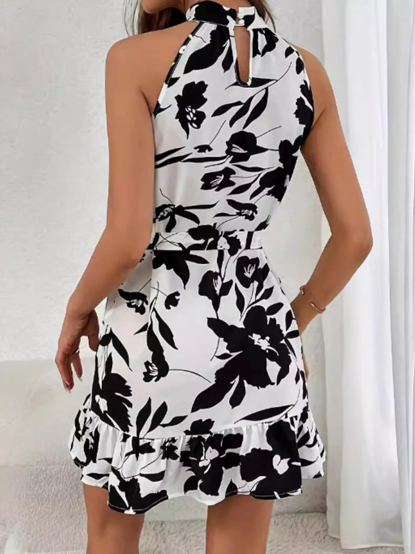 Halter Neck Floral Print Mini Dress | Dresses Mini Dress from PHUNKYN