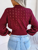 Openwork Mock Neck Long Sleeve Cropped Sweater | Sweaters Sweater from PHUNKYN