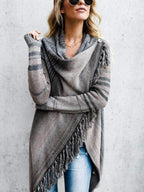 Fringe Long Sleeve Wrap Cardigan | Cardigans Cardigan from PHUNKYN