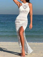 Crochet Sleeveless Split Cover-Up Maxi Dress | Cover Ups Cover up from PHUNKYN