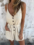 Button-Front Belted Cami Romper | One-Pieces Cami Romper from PHUNKYN