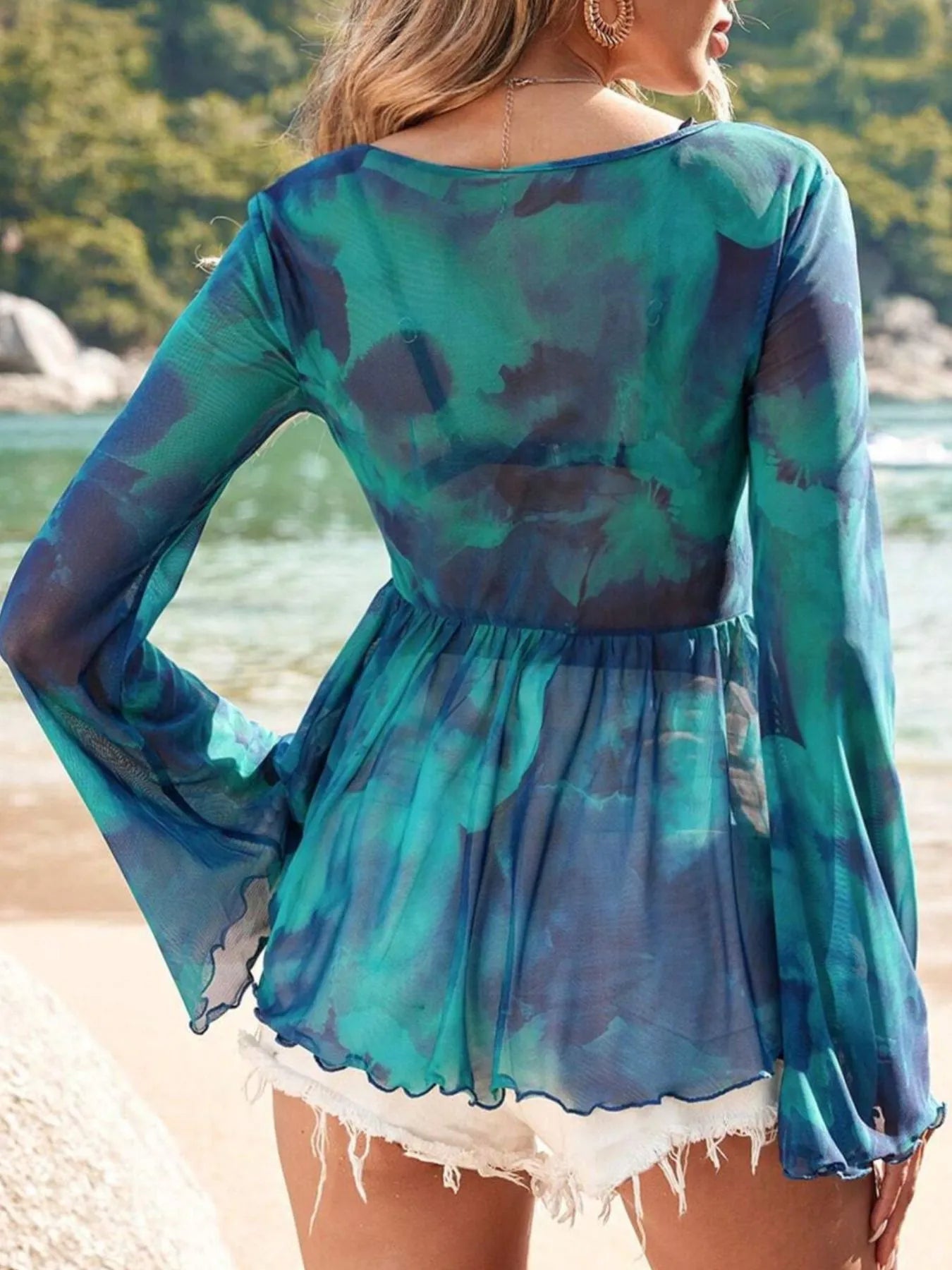 Tie-Front Flare Sleeve Blouse | Blouses Blouse from PHUNKYN