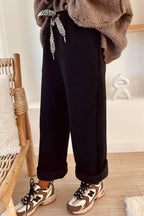 High-Waisted Straight Pants with Drawstring | Pants Pants from PHUNKYN