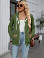 Drawstring Zip Up Long Sleeve Hoodie | Hoodies Hoodie from PHUNKYN