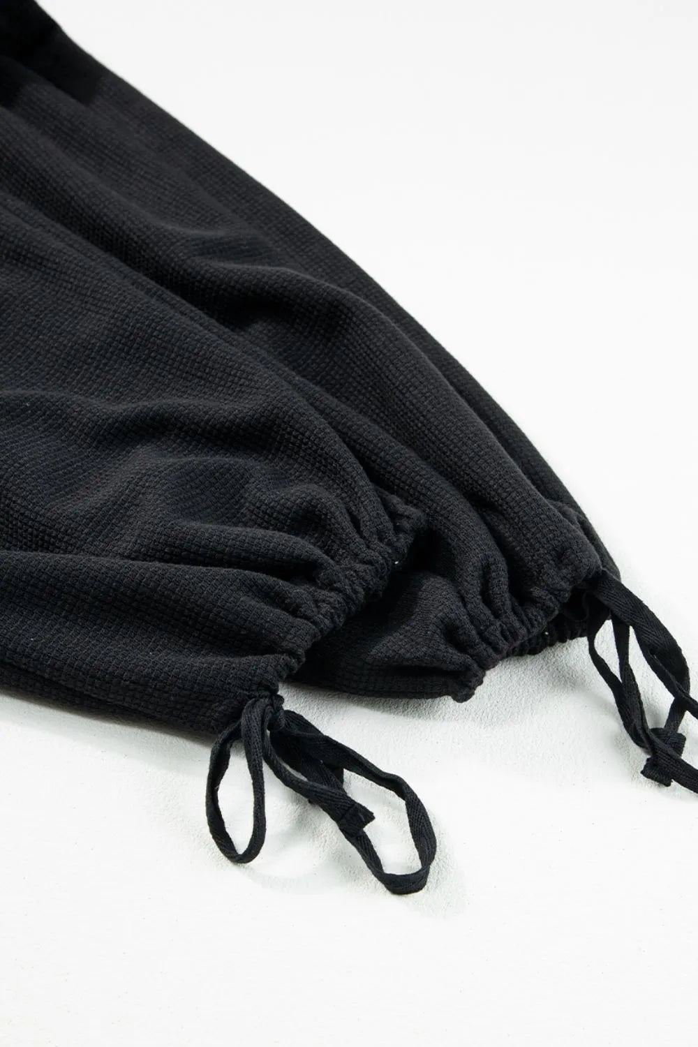 Knotted Straps Button Textured Drawstring Jumpsuit | One-Pieces Jumpsuit from PHUNKYN