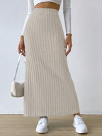 High Waist Ribbed Knit Maxi Skirt | Skirts Maxi Skirt from PHUNKYN