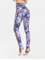 Printed Wide Waistband Active Leggings with Stirrups | Leggings Leggings from PHUNKYN