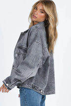 Collared Neck Button Up Denim Jacket | Jacket from PHUNKYN