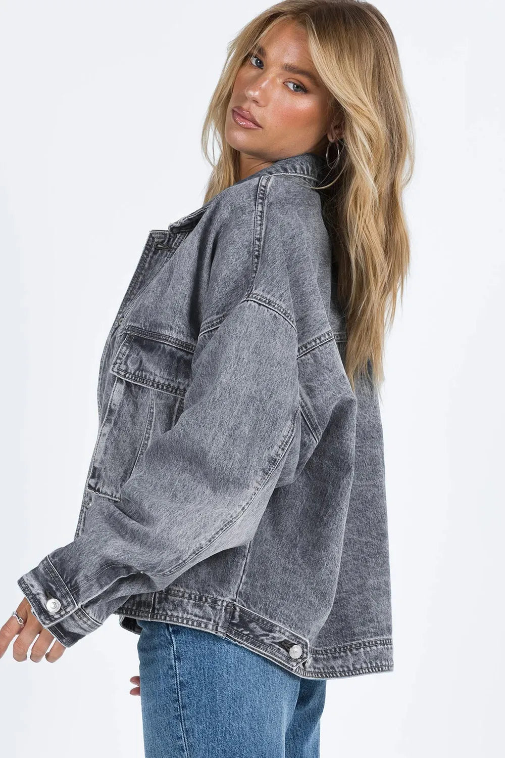 Collared Neck Button Up Denim Jacket | Jacket from PHUNKYN