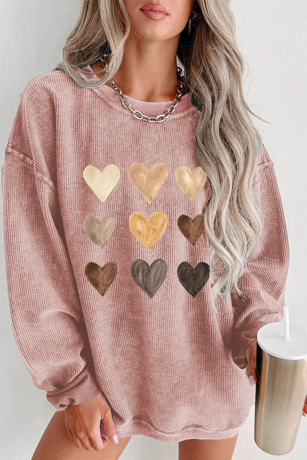 Heart Round Neck Dropped Shoulder Sweatshirt | Sweatshirts Women's Top from PHUNKYN