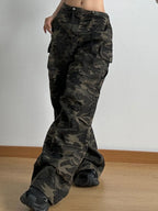 Drawstring Camouflage Cargo Wide Leg Jeans | Cargo Pants Cargo Jeans from PHUNKYN