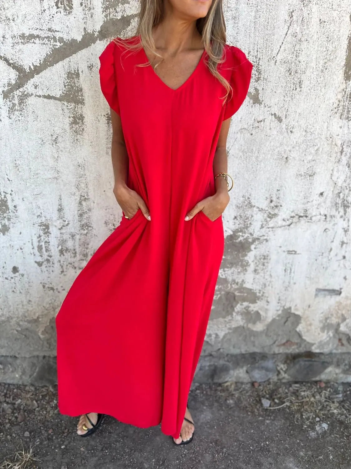 Full Size V-Neck Cap Sleeve Wide Leg Jumpsuit Plus Size | One-Pieces Jumpsuit from PHUNKYN