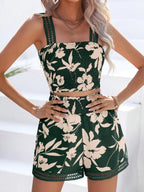 Smocked Printed Square Neck Top and Shorts Set | Outfit Sets Top and shorts from PHUNKYN