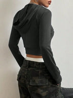 Letter Graphic Zip Up Long Sleeve Hoodie | Hoodies Hoodie from PHUNKYN