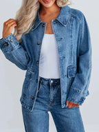 Button Up Raglan Sleeve Denim Jacket | Coats & Jackets Denim Jacket from PHUNKYN