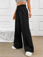 Honey Drawstring Elastic Waist Wide Leg Pants | Trousers Women's Trousers from PHUNKYN