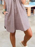 V-Neck Short Sleeve Denim Dress | Dresses Denim Dress from PHUNKYN