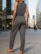 Drawstring Waist Sleeveless Jumpsuit One-Pieces Jumpsuit PHUNKYN