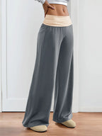Contrast Waistband Wide Leg Pants | Trousers Trousers from PHUNKYN