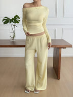 One Shoulder Long Sleeve Top and Pants Set | Outfit Sets Top and Pants Set from PHUNKYN