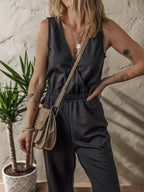 Wrap Surplice Sleeveless High Waist Jumpsuit | One-Pieces Jumpsuit from PHUNKYN