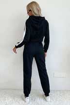 Side Stripe Cropped Hoodie and Jogger Set | Top and Pants Set from PHUNKYN