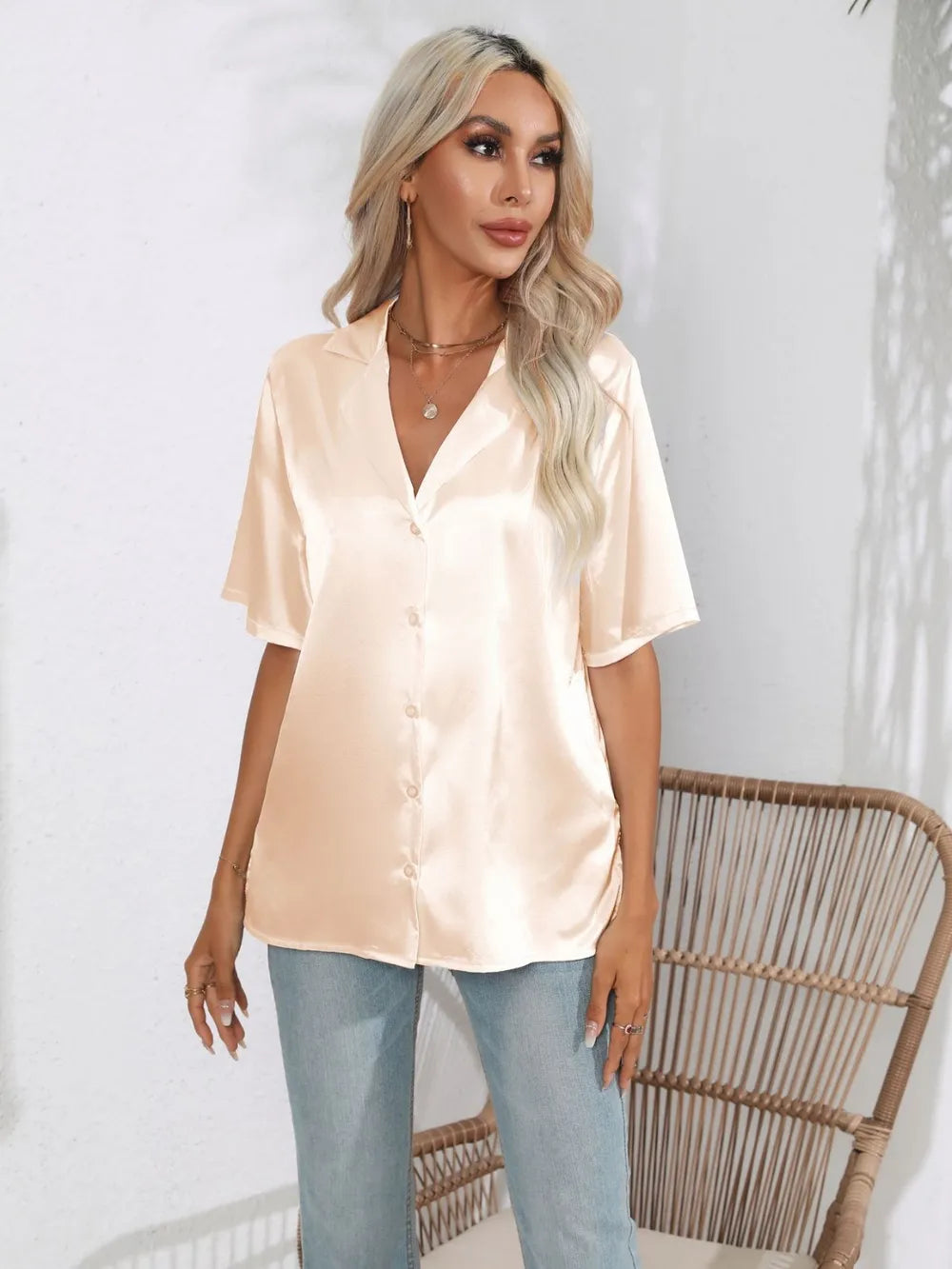 Button Down Short Sleeve Shirt | Shirts Women's Shirt from PHUNKYN
