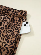 Leopard Print Contrast Trim Long Sleeve Top and Pants Set | Outfit Sets Top and Pants Set from PHUNKYN