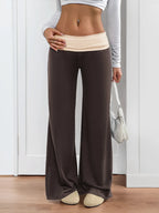 Contrast Waistband Wide Leg Pants | Trousers Trousers from PHUNKYN