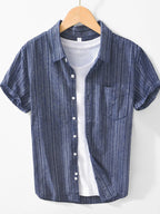 Men's Striped Collared Neck Short Sleeve Shirt | Shirts Shirts from PHUNKYN